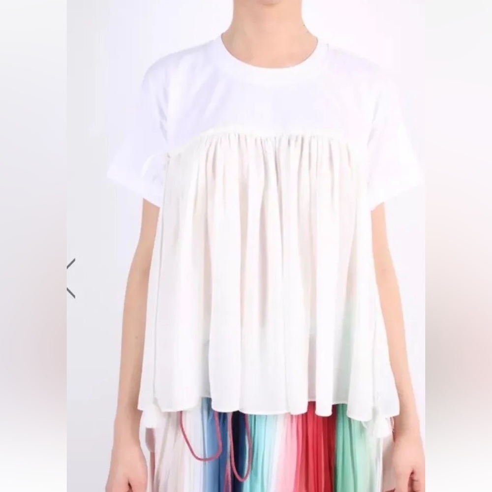 CHLOE smock White Wardrobe Optic white women’s peasant tie blouse Size XS